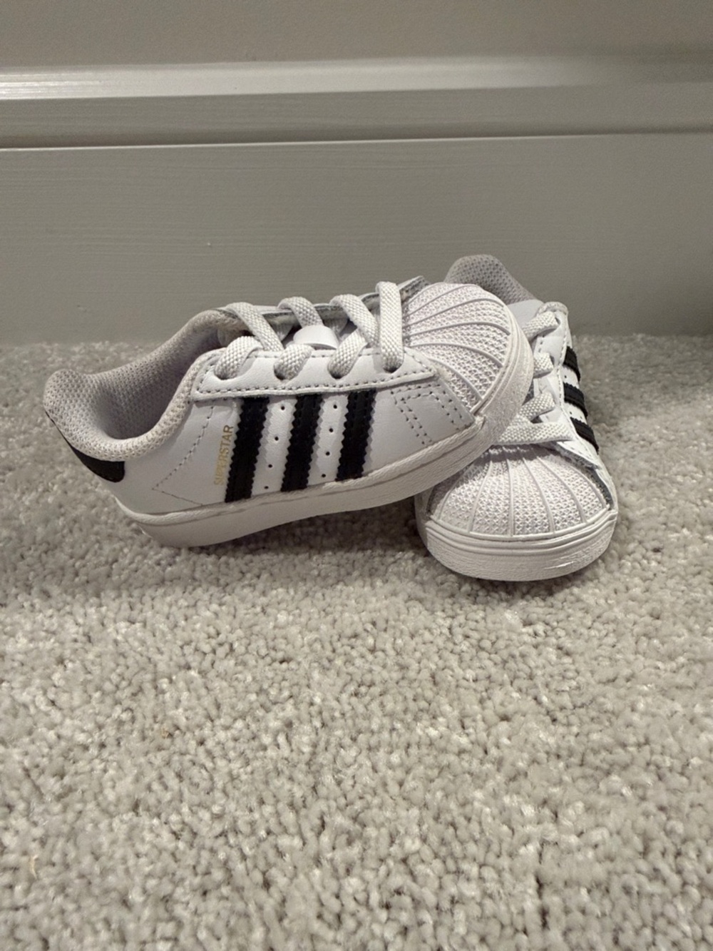 Adidas White Kids Athletic Sneakers with Black Stripes